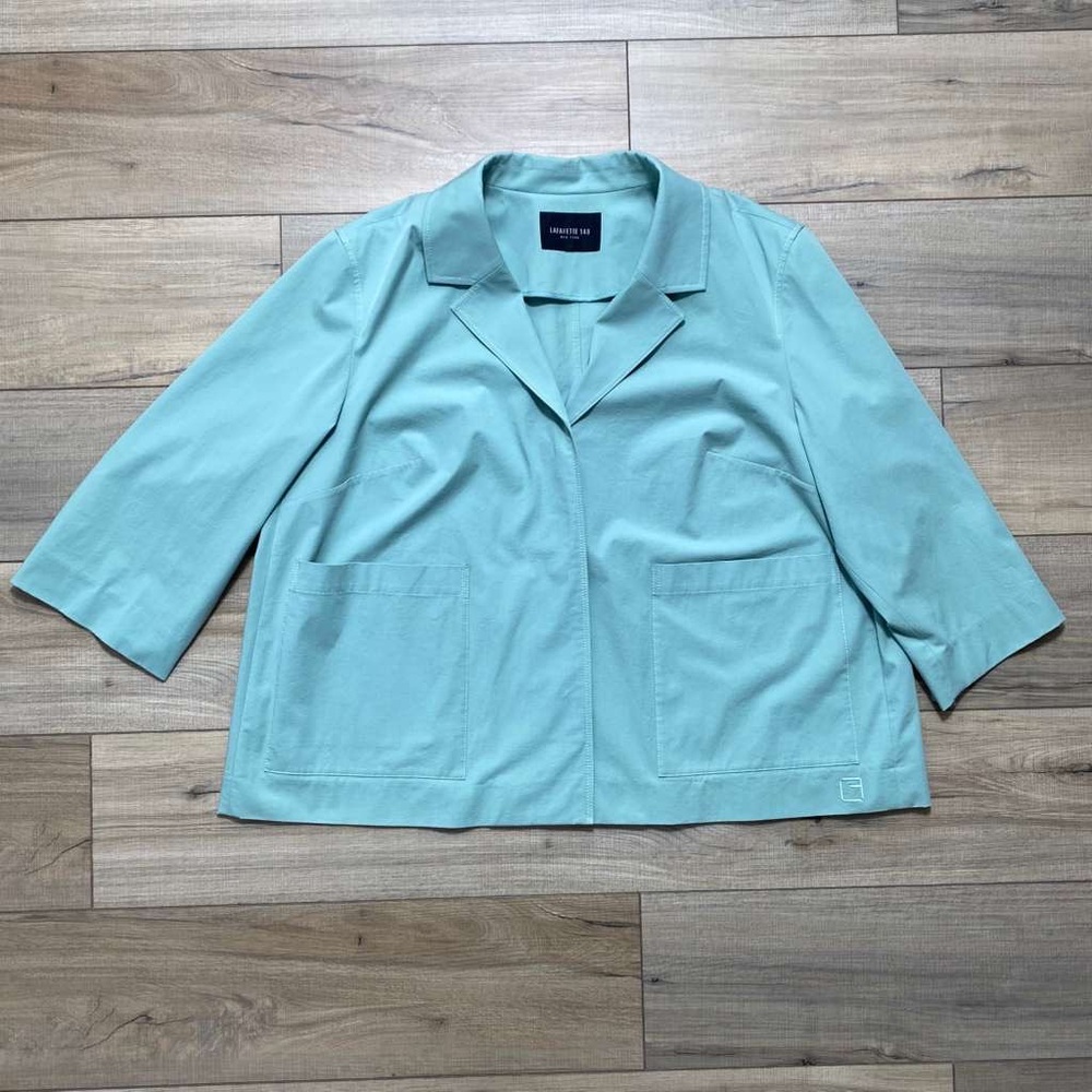 Lafayette 148 New York Womens Three-Button‎ Loose Fit Blazer Jacket Sea Spray